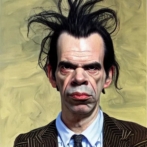 Image similar to high quality high detail painting by lucian freud, hd, nick cave