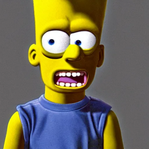 Image similar to Bart simpson if he was in real life, Photo realistic, humanoid