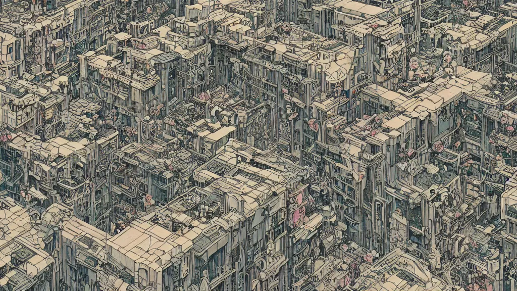 Image similar to very detailed, epic art nouveau graphic novel, james jean, ilya kuvshinov, mcbess, rutkowski, simon roy, illustration of dystopian space metropolis sky high decrepit habitat 6 7 arcologies, tokyo kowloon, wide shot, cyberpunk colorful, deep shadows, astrophotography, hyperdetailed, cybernetics, cryengine, realistic shaded lighting, sharp focus