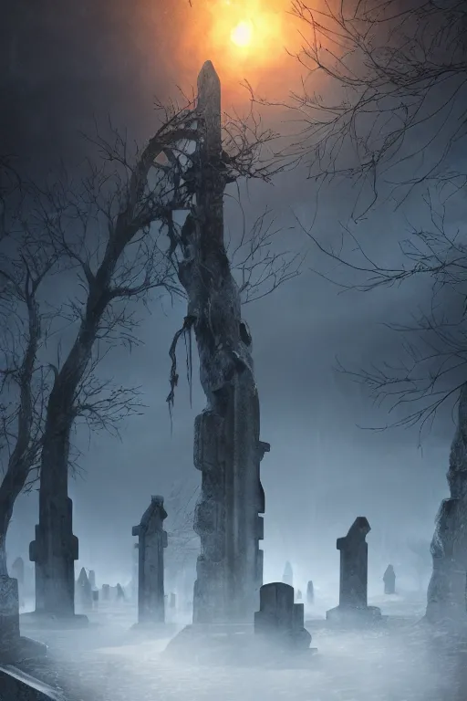 Prompt: The graveyard of our memories, dramatic lighting, cinematic, establishing shot, extremely high detail, foto realistic, cinematic lighting, post processed, concept art, high details, cinematic, 8k resolution, beautiful detailed, photorealistic, digital painting, artstation, concept art, smooth, sharp focus, artstation trending, octane render, unreal engine