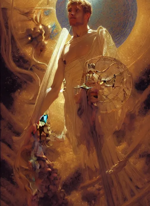 Prompt: the seventh sphere, saturn : the contemplatives from dante's divine comedy. highly detailed painting by gaston bussiere, craig mullins, j. c. leyendecker 8 k