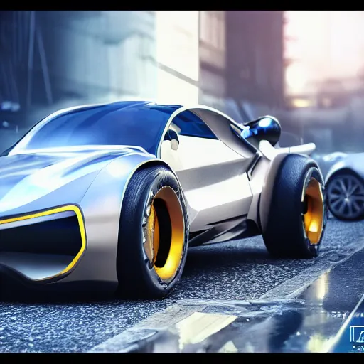 Image similar to a photorealistic futuristic kama - 1 concept car, sharp focus, ultra realistic, ultra high pixel detail, cinematic, intricate, cinematic light, concept art, illustration, art station, unreal engine 8 k w 1 0 2 4