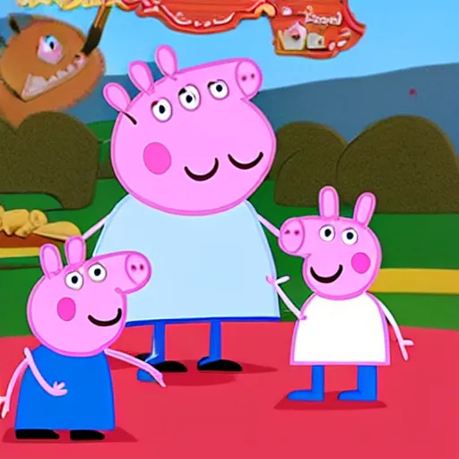 Prompt: peppa pig with big muscles