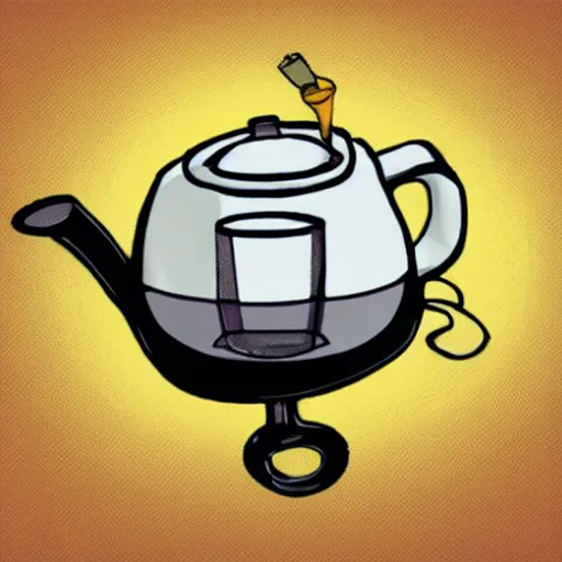 Image similar to photo of glados drinking tea