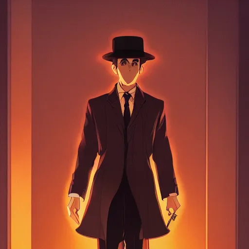 Image similar to Sir Arthur Conan Doyle as Sherlock Holmes, ambient lighting, 4k, anime key visual, lois van baarle, ilya kuvshinov, rossdraws, artstation