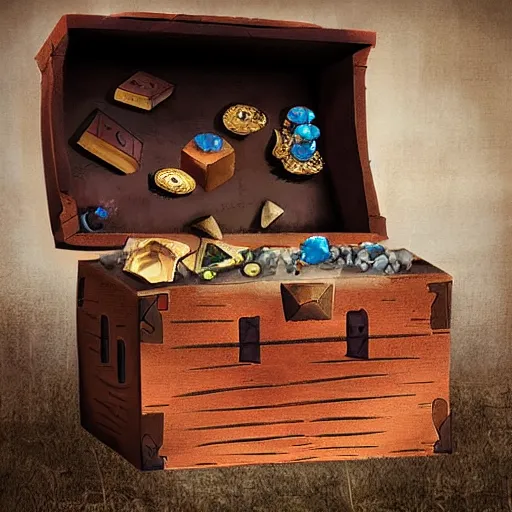 Prompt: a treasure chest full of gems that is actually a mimic about to eat someone