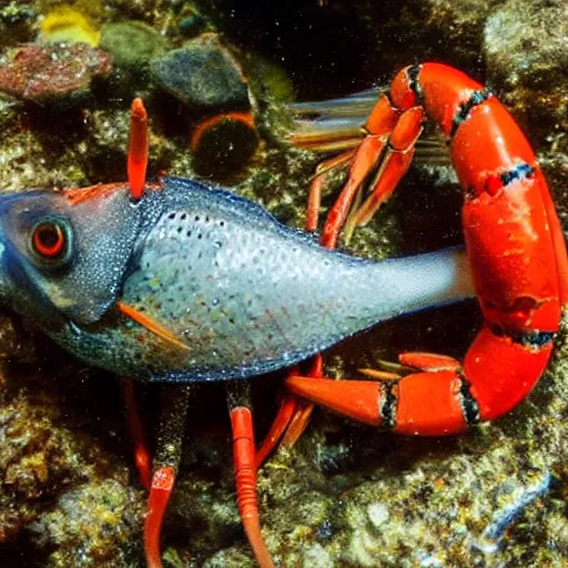 Image similar to fish eating a crayfish