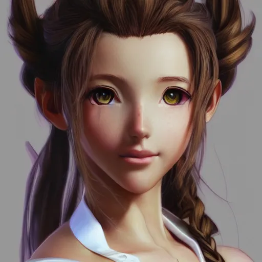 Image similar to concept art of aerith gainsborough, trending on artstation