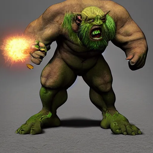 Image similar to ultra realistic weaponized mutant ogre