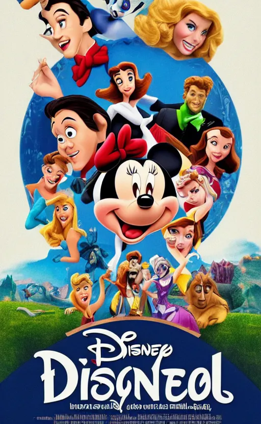 Image similar to a poster for a really awful Disney movie, iconic logo