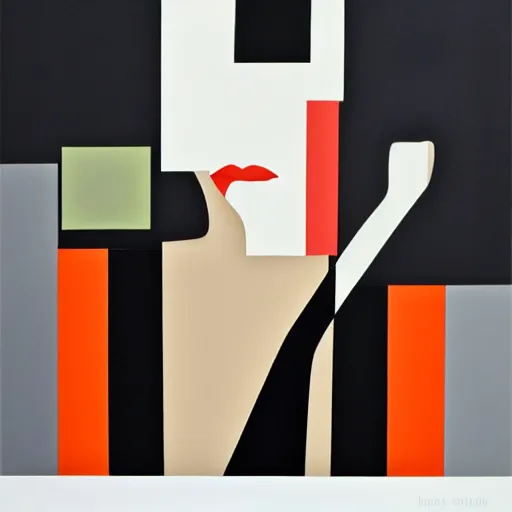 Image similar to A cubic abstract painting in the style of HILDEGARDE HANDSAEME and Gary Hume, portrait of beautiful woman, clean black outlines, modern chic colours
