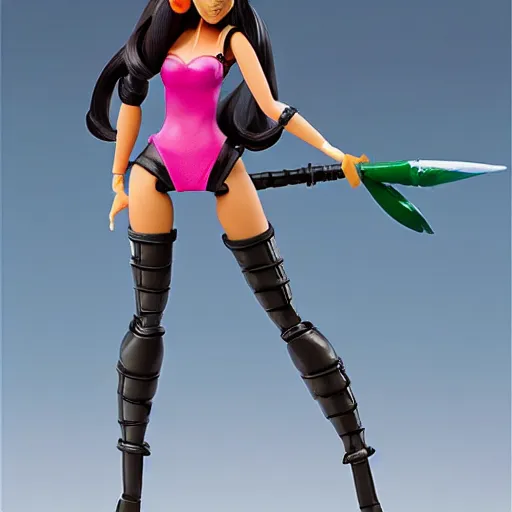 Image similar to league of legends akali as a Barbie doll. PVC figure 12in.