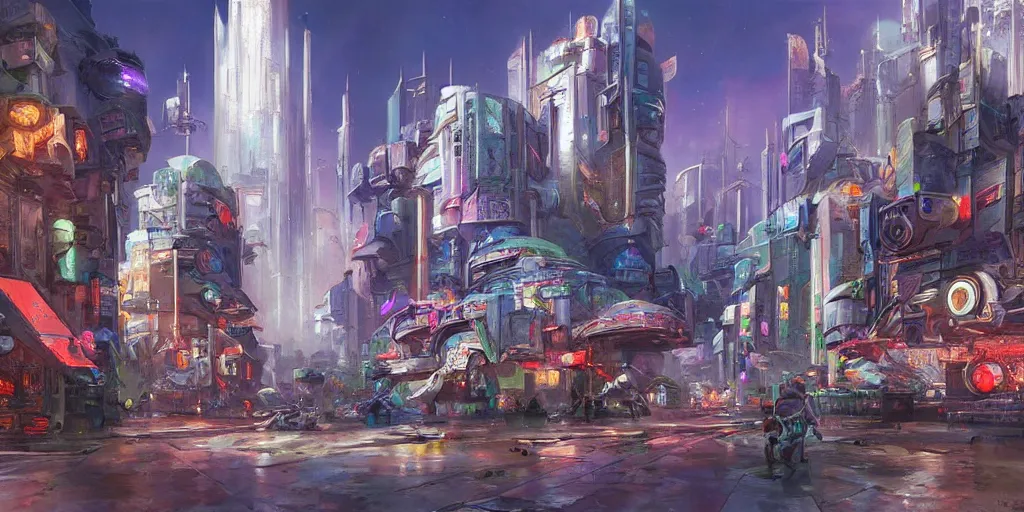 Prompt: futuristic cyberpunk town. By Konstantin Razumov, highly detailed