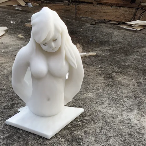 Prompt: Asuka Langley white marble sculpture