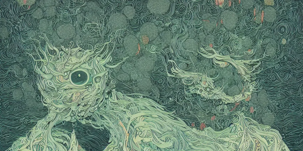 Image similar to detailed illustration of a of a monster by victo ngai