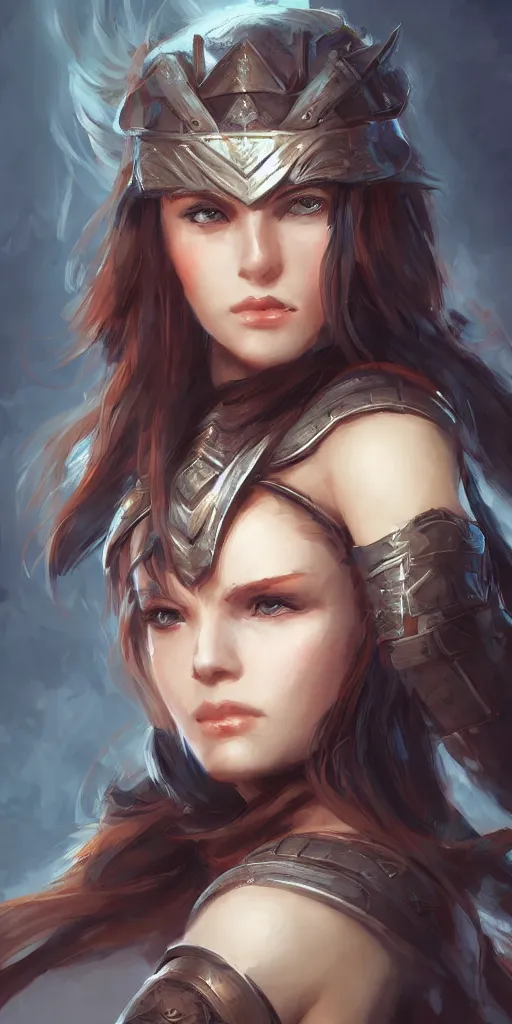 Prompt: head and shoulders focus portrait of a barbarian female high quality focus by wlop and rossdraws