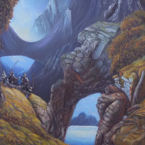 Image similar to Middle Earth, oil painting, detailed