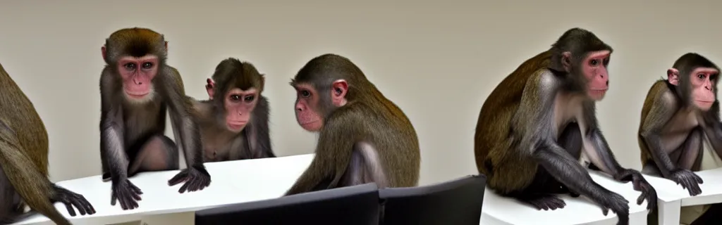 Image similar to monkeys as employees in the cubical offices