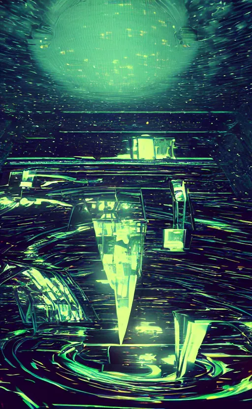 Image similar to a love affair with doubt, dark retrowave, glitch art, interstellar, beautifully lit, by Eileen Agar, artstation, unreal engine