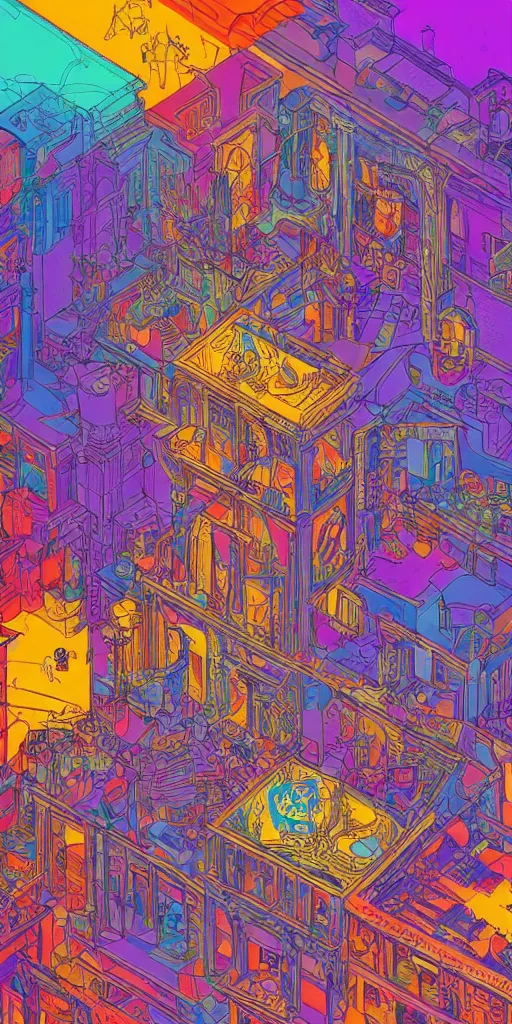 Prompt: the mission in san francisco an ultrafine detailed illustration by james jean, intricate linework, bright colorful colors, behance contest winner, vanitas, angular, altermodern, unreal engine 5 highly rendered, global illumination, radiant light, detailed and intricate environment