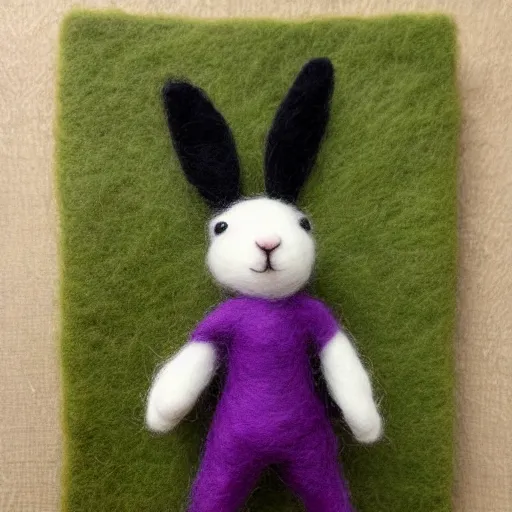 Prompt: Bonnie the bunny, needle felting art