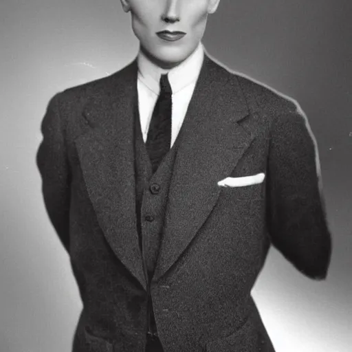 Image similar to A photograph portrait of Jerma985 wearing a suit with short slicked hair in the early 1930s, taken in the early 1930s, grainy, taken on a early 1930s Kodak Camera, realistic, hyperrealistic, very realistic, highly detailed, very detailed, extremely detailed, detailed, digital art, trending on artstation