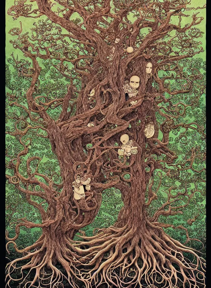 Image similar to portrait painted in jacek yerka style drawn by vania zouravliov and takato yamamoto, inspired by the tree of life, intricate acrylic gouache painting, high detail, sharp high detail, artstation