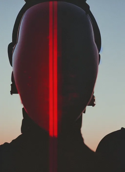 Image similar to cinestill 5 0 d photographic portrait of two loving female androids wearing rugged black techwear on a desolate plain with a red sky, brutalist structure, extreme closeup, cyberpunk style, dust storm, 8 k, hd, high resolution, 3 5 mm, f / 3 2, ultra realistic faces, ex machina