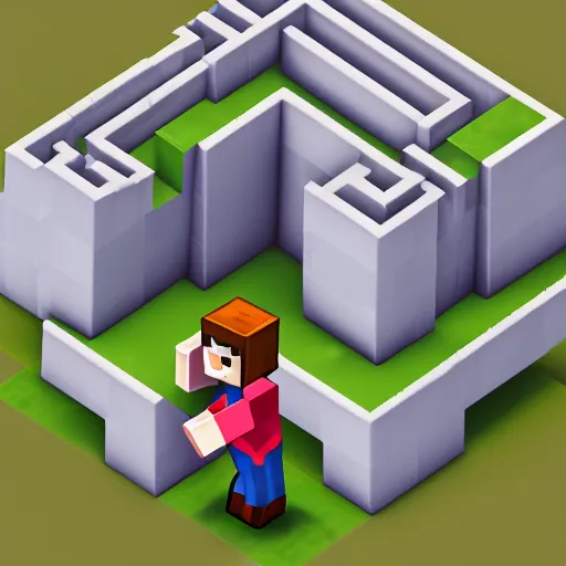 Image similar to Low poly isometric render of Minecraft Steve