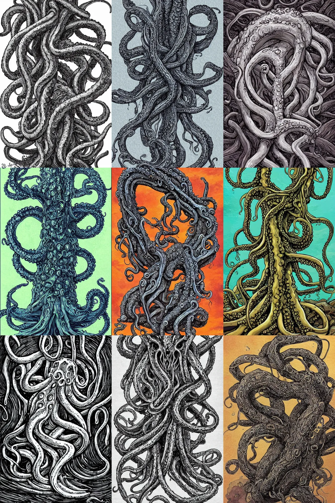 Prompt: giant ancient alien tentacles artwork