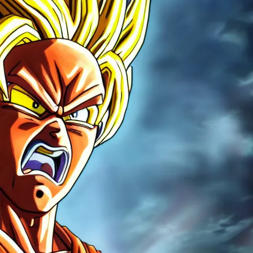 Image similar to ultra realistic portrait painting of bernie sanders as super saiyan goku, art by akira toriyama, 4 k, dragon ball artstyle, cel shaded, highly detailed, epic lighting