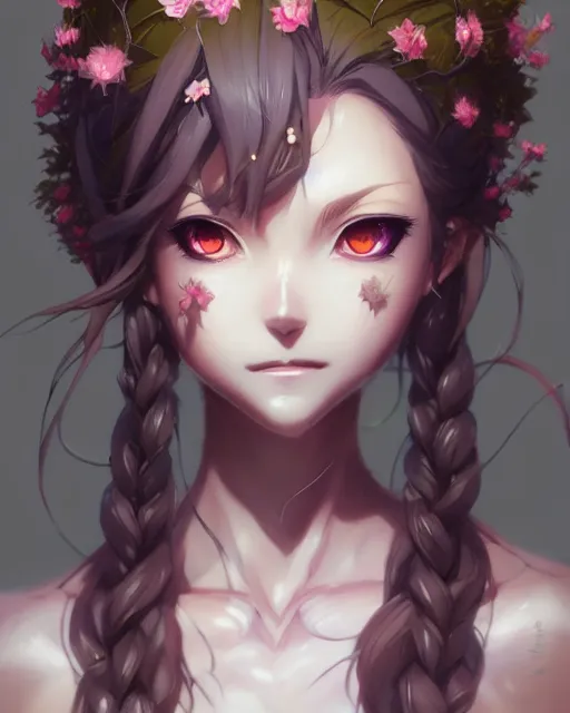 Image similar to character concept art of an anime dryad | | cute - fine - face, pretty face, realistic shaded perfect face, fine details by stanley artgerm lau, wlop, rossdraws, james jean, andrei riabovitchev, marc simonetti, and sakimichan, tranding on artstation