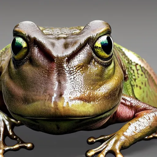 Prompt: hyperrealistic mixed media image of a bullfrog as info wars alex jones, stunning 3 d render inspired art by greg rutkowski and xiang duan and thomas eakes, perfect symmetry, hyper realistic texture, realistic, highly detailed attributes and atmosphere, dim volumetric cinematic lighting, 8 k octane detailed render, post - processing, masterpiece,