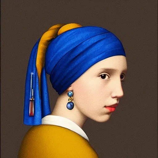 Prompt: Millie Bobby Brown with a pearl earring by Johannes Vermeer