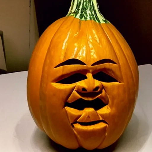 Image similar to gourd carved to look like the face of amber heard