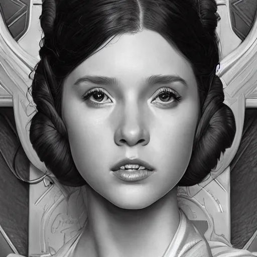 Prompt: ultra realistic illustration, scarlett estevez as princess leia, intricate, elegant, highly detailed, digital painting, artstation, concept art, smooth, sharp focus, illustration, art by artgerm and greg rutkowski and alphonse mucha