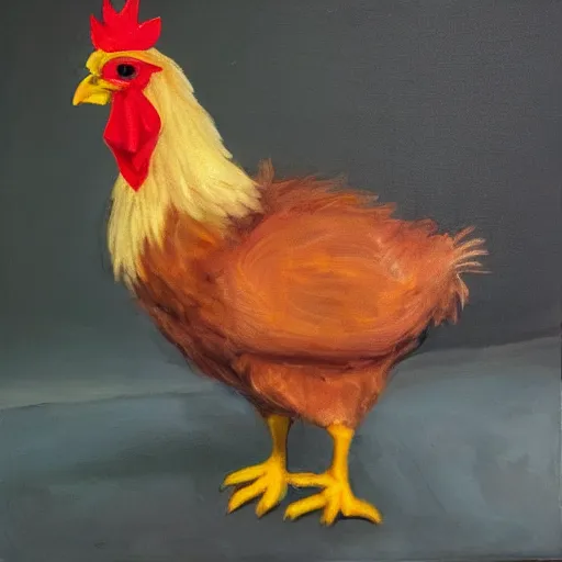 Image similar to a high quality photo of a chicken wearing a suit, Impressionism, 8k