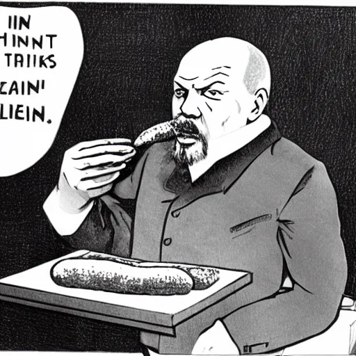 Image similar to lenin eating a hot dog, anime