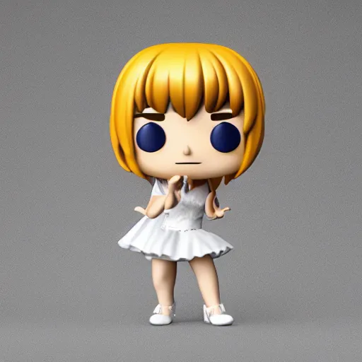 Prompt: full body 3d render of japanese idol singer Yukiko Okada as a funko pop, studio lighting, white background, blender, trending on artstation, 8k, highly detailed