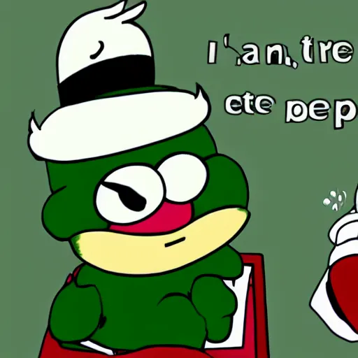 Prompt: smart pepe teaching others