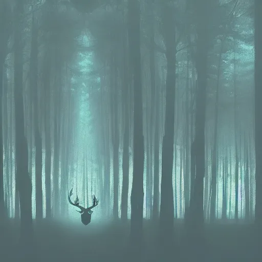 Image similar to a forest inside a negative space in the shape of a deer