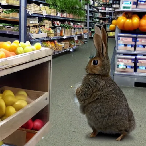 Image similar to a rabbit caught on security camera breaking into a vegetable store