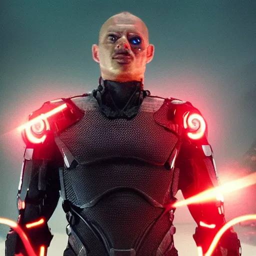 Prompt: movie still of man super hero cyborg, cinematic composition, cinematic light, by edgar wright