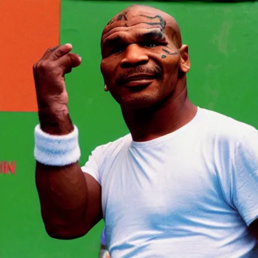 Image similar to mike tyson in vietnam playing tennis