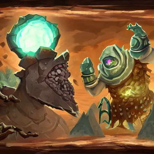 Image similar to ((((rock elemental golem spirit)))), dust and rock theme, hearthstone art style, epic fantasy card game art