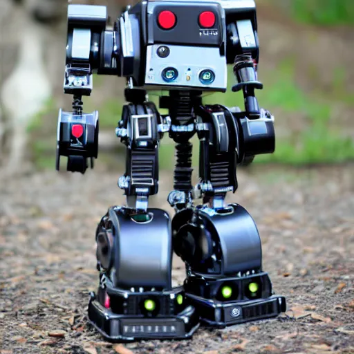 Prompt: mecha robot as a photographer with canon 5 d mark 2 dslr camera