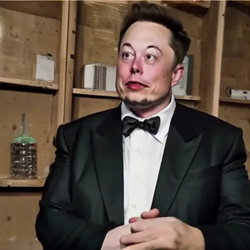 Prompt: Drunk and confused Elon Musk | trailcam