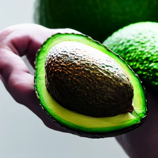 Image similar to photo avocado in hand on neural background