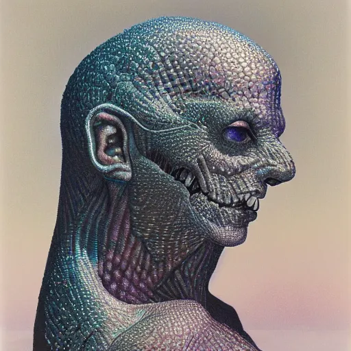 Image similar to dreamer made of diamonds by wayne barlowe