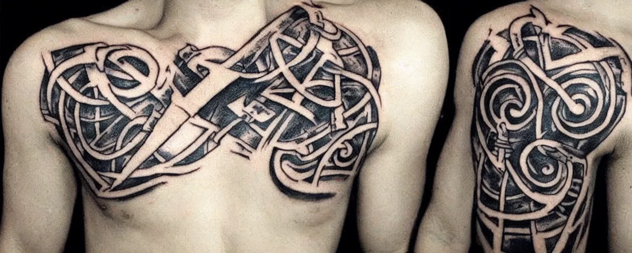 Prompt: Ugly tattoo of Thors Hammer from Nordic mythology